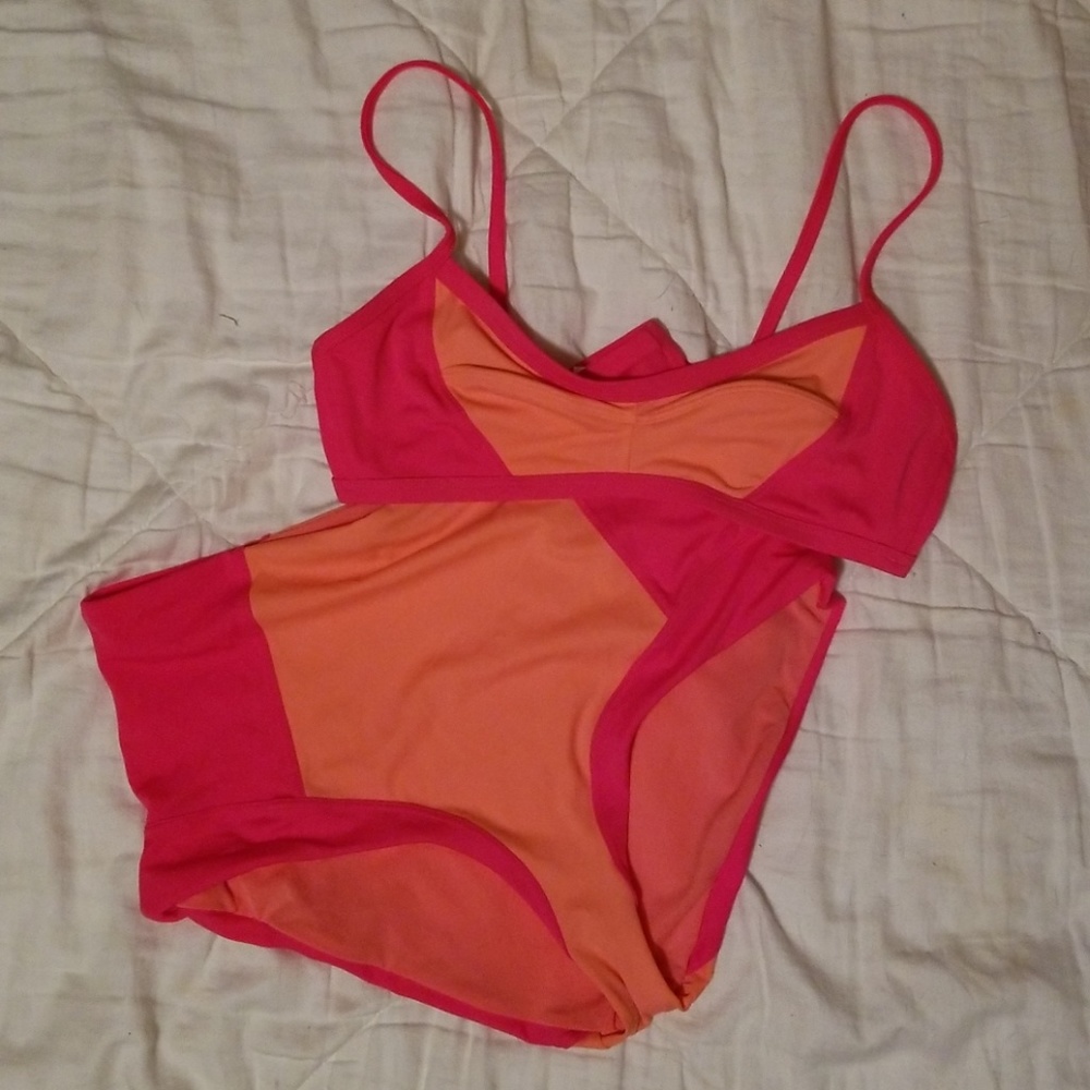 Sherbert Orange and Pink High Waisted Bikini